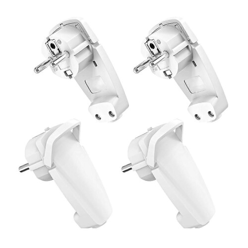 Λευκό γωνιακό βύσμα Schuko, επίπεδο βύσμα Schuko 250 V (16A) EU βύσμα