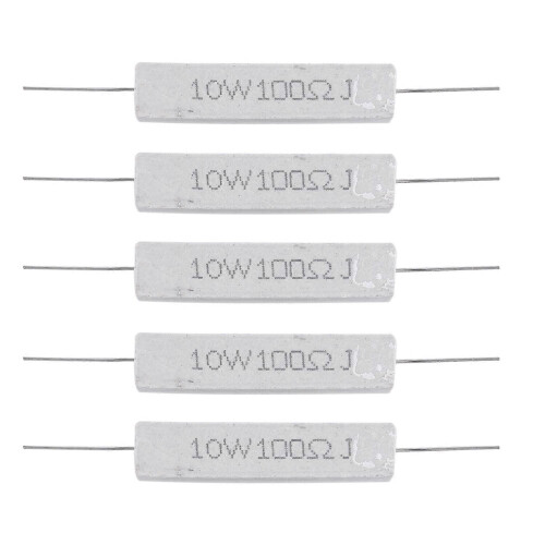 5 τεμάχια 10W Watt 100 Ohm 5% αξονικές αντιστάσεις τσιμέντου από σύρμα