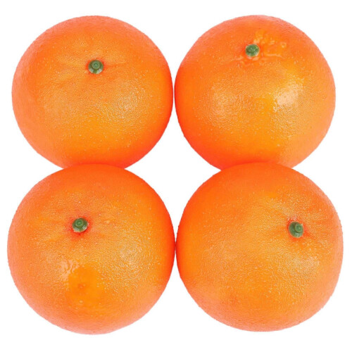 4 Pcs Soft Plastic Simulation Orange Fruit Home Decoration Burgundy