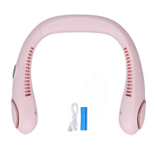 Wearable Neck Fan LED Display Bladeless 3 Gears 360 Surround Wind Portable Neck Hanging FanPink 2000mAh Battery