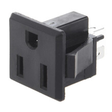 Πρίζα AC 125V 15A σε πάνελ, μαύρη