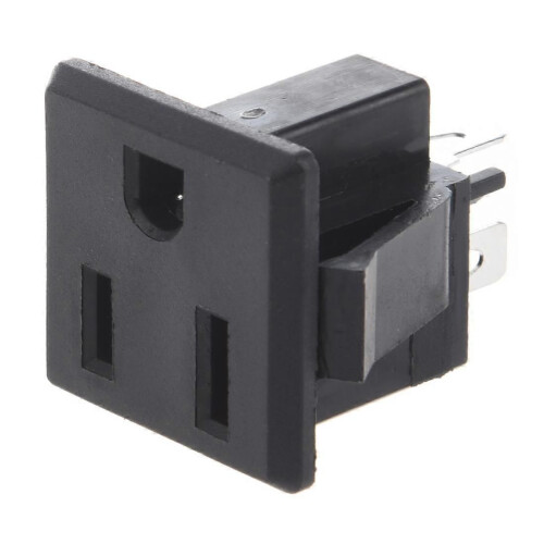 Πρίζα AC 125V 15A σε πάνελ, μαύρη