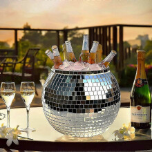 Silver Disco Ice Bucket Disco Ball Mirrored Cocktail Retro Party Bar Accessory