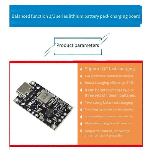 2Pcs USB 2S 15W 8.4V 1.5A Lithium Battery Charger Boost Module with Balanced Support Fast Charge In 1
