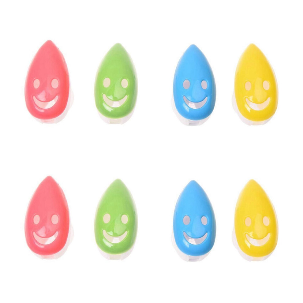 8 PCS Smile Face Toothbrush Cover Holder with Suction Cup Bath