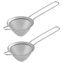 2 Stück Edelstahl-Teesiebe, klein, konisch, aus Drahtgewebe, für Cocktails, Kaffee, Saft und Tee, Silber