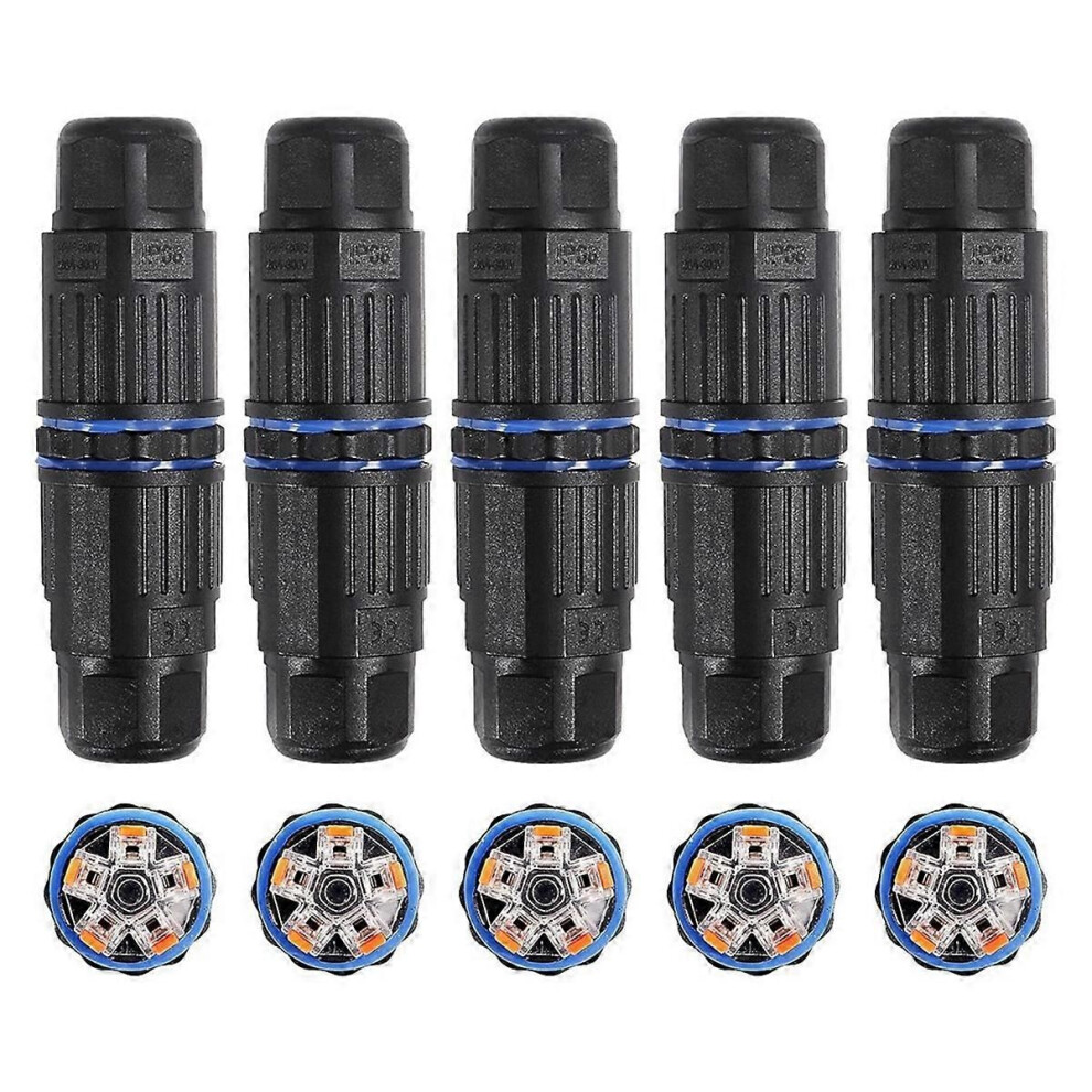 5Pcs Ip68 Waterproof Junction Box, Outdoor 5 Pin Cable Connector 9409192762573