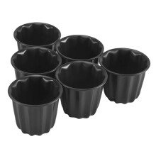 Canele Mold, Cannele Muffin Cup, 6Pcs Non-Stick Cannele Mould Gray-Black Canneles