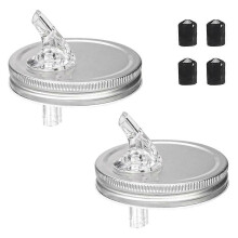2 Pack Wide Mouth Pour Spout Lid for Mason Jar,for Wide Mouth Mason Jar 3.4 in for Standard Soda/Beverage/Beer Cans