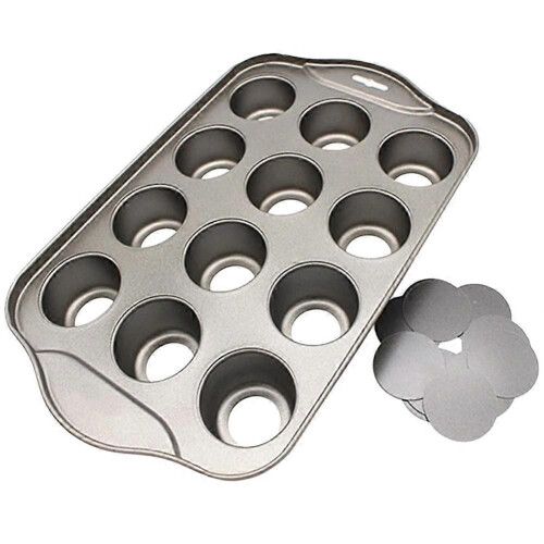 Kitchen 12 Grid Baking Cake Tray Cheesecake Cups Cupcake Baking Pan