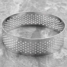 Anillos para tartas, 6 unidades, acero inoxidable, porosos, con agujeros de 7 cm.