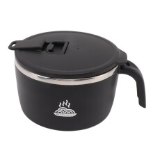 Stainless Steel Instant Noodles Bowl 900ml Noodles Bowl with Lid for Student Dormitory Office Worker Black