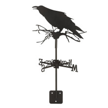 Veleta con forma de cuervo, adorno de veleta de hierro y metal, compatible con decoración de jardín