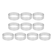 10Pcs Circular Tart Rings with Holes Stainless Steel Fruit Pie Quiches Cake Mousse Mold Kitchen Bak
