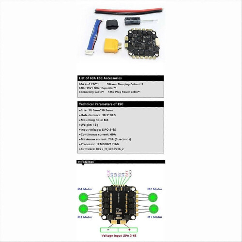 BLS-60A 4-in-1 ESC FPV ESC 30.5x30.5mm Onboard Current Sensor 2