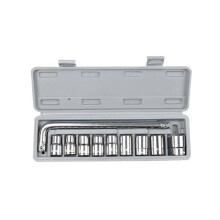 Set di 10 attrezzi combinati con chiave a cricchetto e kit di riparazione di emergenza.