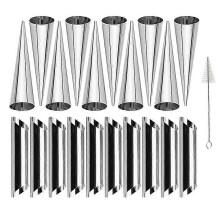 20Pcs Cream Horn Molds Stainless Steel Cone Tubular Shaped Mold