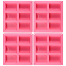 4 Pack Silicone Soap Molds - 6 Cavity Rectangle DIY Soap Molds For Cake, Cupcake, Muffin, Coffee Cake, Pudding and Soap