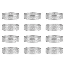 12 Pack Stainless Steel Tart Rings 3 In,Perforated Cake Mousse Ring,Cake Ring Mold,Round Cake Bakin
