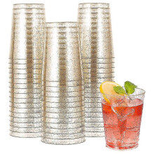 Gold Plastic Cups, Gold Glitter Plastic Wine Glasses, Clear Plastic Cups Tumblers, Christ