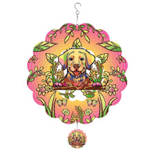 Molinillo de viento para exteriores, color base, perro, mandala, campanilla de viento, molinillos de