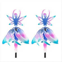 Molinillos de viento con forma de flor de la suerte, molinillos de viento solares para exteriores