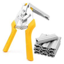 Type M Hog Nail Ring Pliers Kit with 2400Pcs M Clips for Fence Fastening, Upholstery Installation, Animal Cages,Yellow