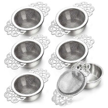 6Pack Tea Strainers with Drip Bowl,2.5 Inch Tea Filters