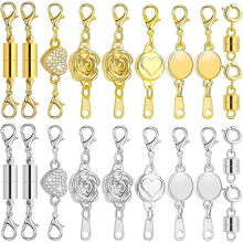 6 Styles 20 Pcs Magnetic Necklace Clasps, Magnetic Necklace Extender for Jewelry Connector Making, Easy to Use and Work