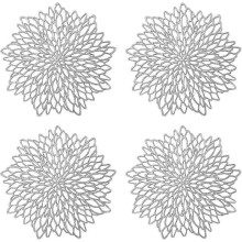 Manteles individuales redondos calados, juego de 4 posavasos de plástico PVC antideslizantes de color