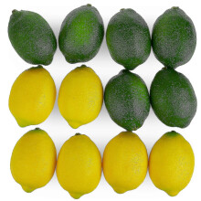 Stora konstgjorda citroner och limefrukter, realistiska dekorativa falska rekvisitafrukter - set med