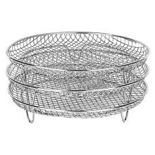 8-Inch 3-Layers Air Fryer Rack Stackable Grid Grilling Rack Stainless Steel Round Rack for Home Kitchen Oven Cooker