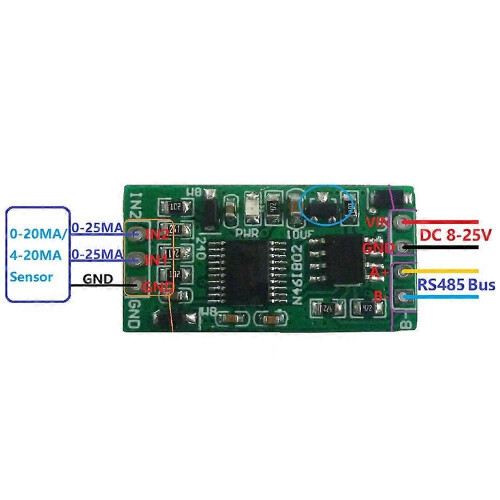2ch 4-20mA Current Signal Acquisition Sampler Board RS485 Module for PLC Current Transmit Measuring Instruments 2