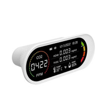Detector de calidad del aire 5 en 1 Medidor de COV, HCHO y CO2 Medidor de dióxido de carbono Prueba