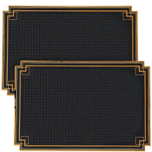 2 Pcs 18x12 Inch Bar Mat Non Slip Rubber Mat with Gold Border for Restaurants Barbershop Clippers B
