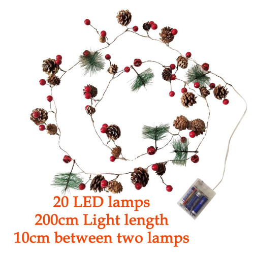 Christmas string lights pine-needle wreath garland 2