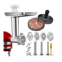 Metalliset ruokamyllyn lisäosat, jotka ovat yhteensopivia kaikkien KitchenAid Chef -yleiskoneiden kanssa.