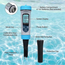 Medidor de pH 5 en 1 con Bluetooth. Medición de alta precisión de pH/TDS/EC/Temperatura. Kit de análisis