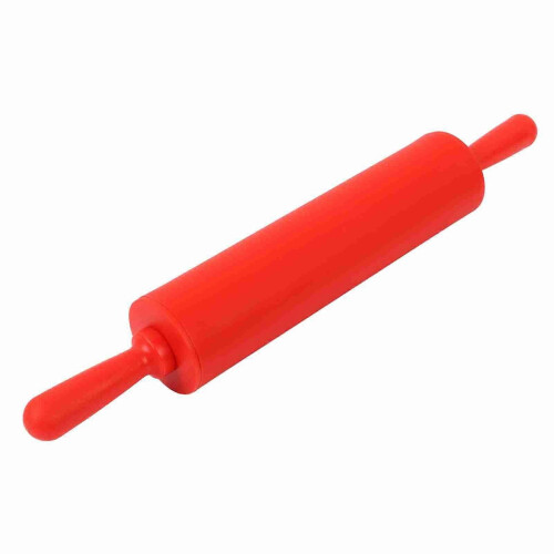 Colorful Silicone Rolling Pin Restaurant Homemade Bread Cookie Dough Rolling Tool (Red) 2