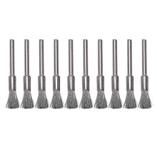 10 pc Stainless Steel 1/4 inch (6mm) Pen Wire Brush #532 with 1/8 inch (3mm) Shank compatible and Compatibl