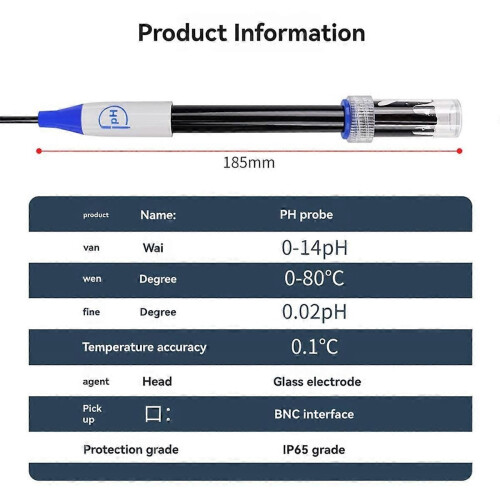 PH Sensor Replacement Probe Composite Electrode PH Water Quality Electrode Tester for Laboratory Aq 1