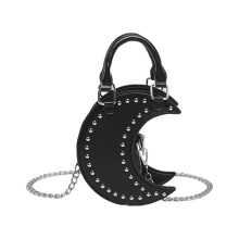 Eigentijdse maanvormige schoudertas, crossbodytas die-Zwart
