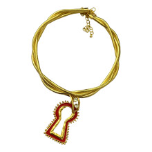 Emaille sleutel hanger kraag ketting sleutelbeenketting-Rood