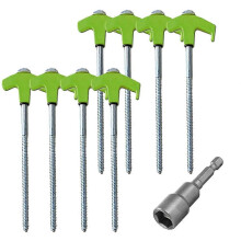 Screw in Tent Stakes with Hex Socket Heavy Duty Spiral Screw Green