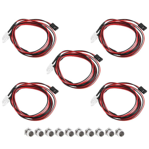 5 τεμάχια 2 LED προβολείς 5 χιλιοστών για όχημα Drift μοντέλο 1/10, κόκκινο 2