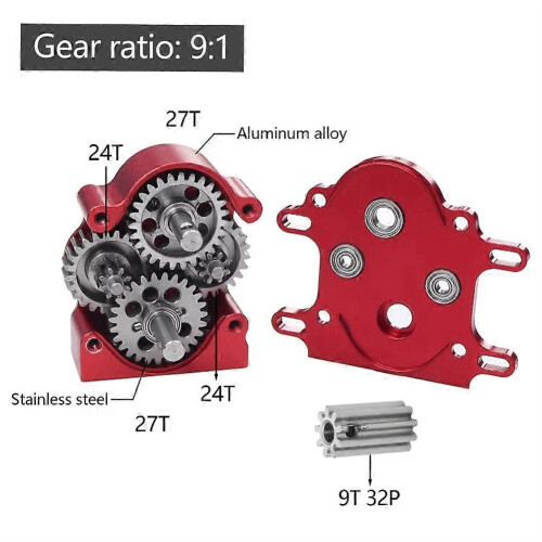 Aluminum Dual Transmission Dig Overdrive Gearbox Red 2
