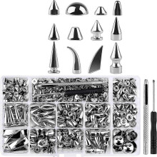270 sets spikes en studs, gemengde vormen punk spike klinknagels metalen kegelvormige studs met schroefsluiting