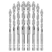 8PCS Drill Bits, Multifunctional Wear- Masonry Drill Bit, Four-Flute Sawtooth Eccentric Drill Bit