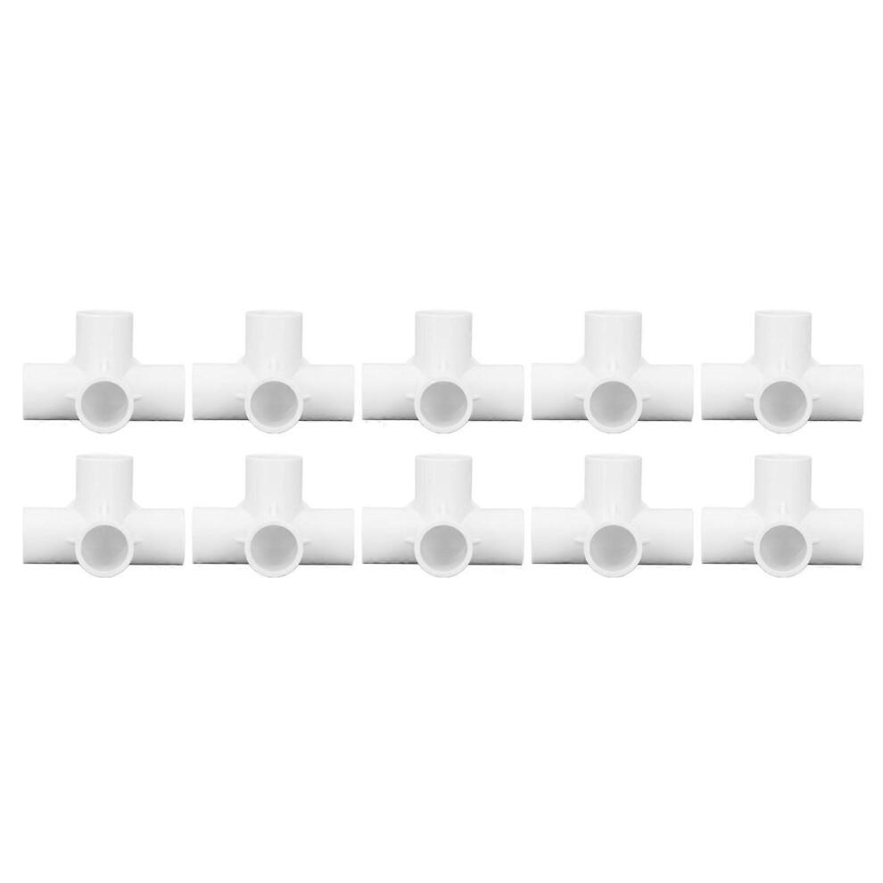 10 X 4-Way Pvc Elbow Fittings, 25Mm Outlet, For Furniture, White 9152359629300
