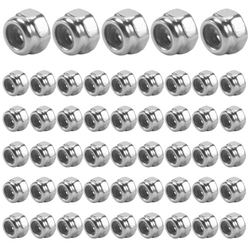 50pcs M2 Zinc Plated Self-Locking Nylon Insert Hex Lock Nuts 1